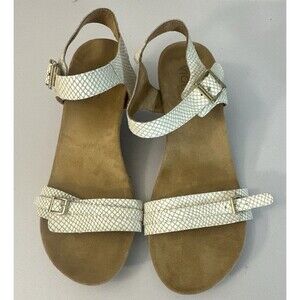 Vionic Wedge Sandal Women 8 Brown-Tan Leather Laurie Buckle Podiatric Minimalist